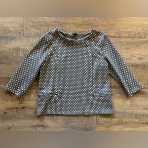 Talbots women’s size XL gray and white metallic polka dot career pullover top